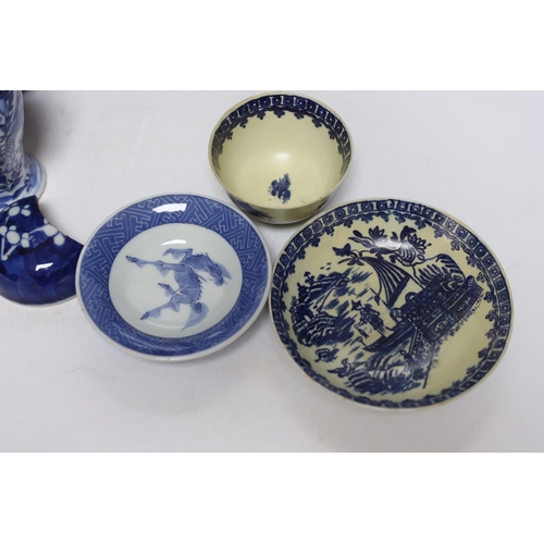 356 - An 18th century Chinese export blue and white dish together with other various Chinese blue and whit... 