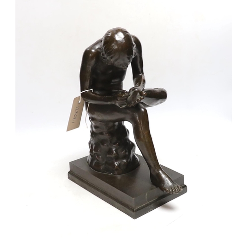 364 - After the antique, Bronze figure of Spinario, boy with thorn, 30cm high