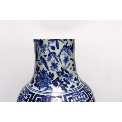 379 - A large Chinese blue and white birds amid foliage vase, late 19th century, 54cm