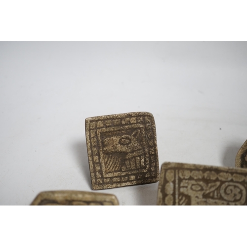 400 - A group of five Middle eastern pottery moulds/stamps, largest10cm long