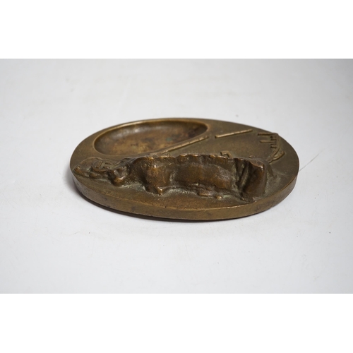 404 - A cast bronze Admiralty desk-stand Gibraltar Harbour and Rock, 15.5cm