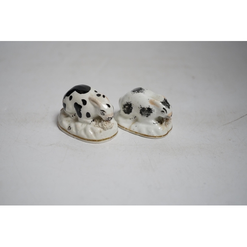 412 - Two Staffordshire porcelain toy models of rabbits, c.183050,Provenance: Dennis G. Rice collection,5... 