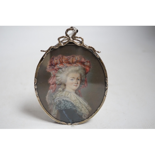 418 - Miniature watercolour on ivory of an 18th century lady, possibly Marie Antoinette CITES Submission r... 