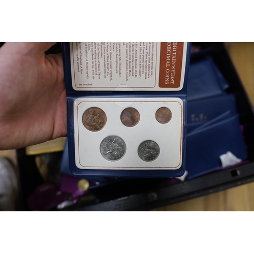 434 - A large quantity of UK coins, mostly George V to Elizabeth II many UNC. in two metal boxes