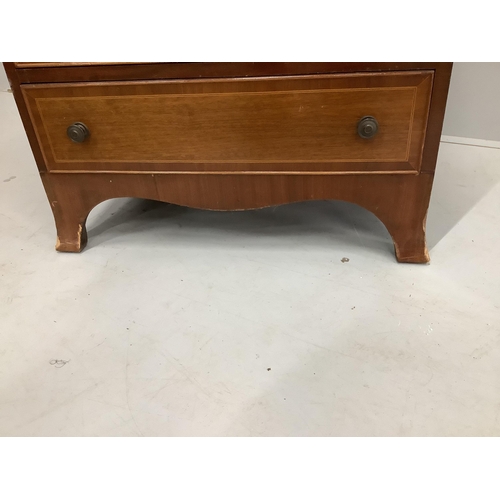 45 - A small Regency style banded mahogany five drawer chest, width 61cm, depth 38cm, height 74cm