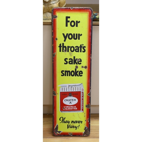 455 - A For your throats sake smoke Craven A enamel sign, 95x29cm