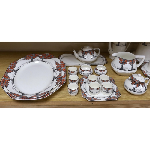 458 - A large quantity of Crown Ducal Orange Tree pattern tea, coffee and dinner wares