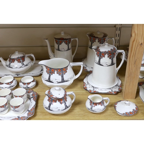 458 - A large quantity of Crown Ducal Orange Tree pattern tea, coffee and dinner wares