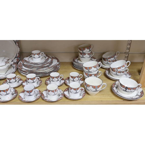 458 - A large quantity of Crown Ducal Orange Tree pattern tea, coffee and dinner wares