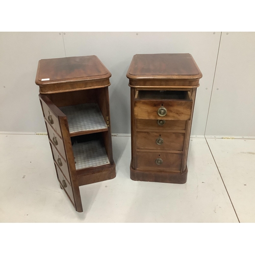 64 - A pair of Victorian mahogany bedside cabinets with dummy drawer fronts, adapted, width 42cm, depth 5... 