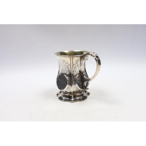 836 - A Victorian engraved silver christening mug, George Unite?, Birmingham, 1857, 10.2cm.