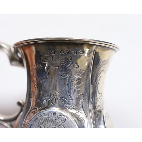 836 - A Victorian engraved silver christening mug, George Unite?, Birmingham, 1857, 10.2cm.