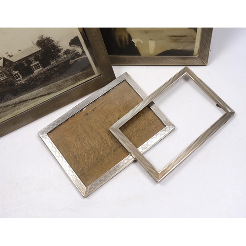 845 - Four assorted early to mid 20th century silver mounted rectangular photograph frames, largest 28.6cm... 