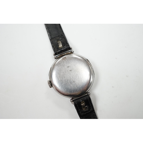 980 - A gentleman's 1930's stainless steel Longines manual wind wrist watch, with Arabic dial and subsidia... 