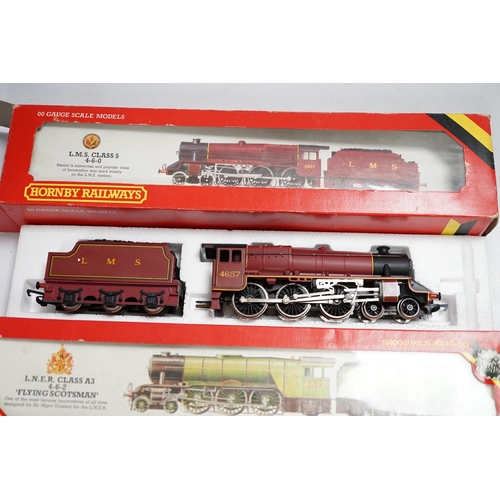 1254 - Five boxed Hornby Railways 00 gauge locomotives including; an LMS Black Five (R840), an LMS Class Fi... 