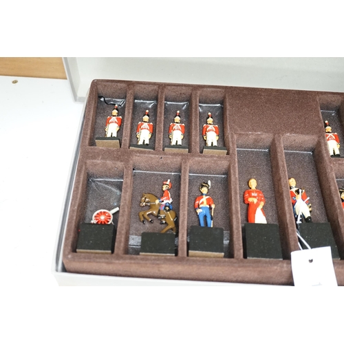 1259 - Battle of Waterloo 1815 painted white metal chess pieces by SAC Ltd and various Britains lead soldie... 