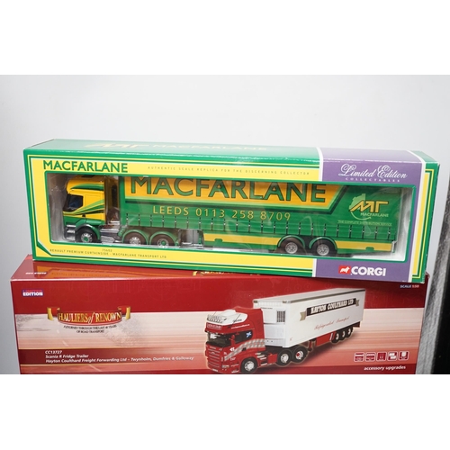 1267 - Four boxed Corgi and Universal Hobbies 1:50 scale articulated trucks; a Scania refrigerated lorry (C... 