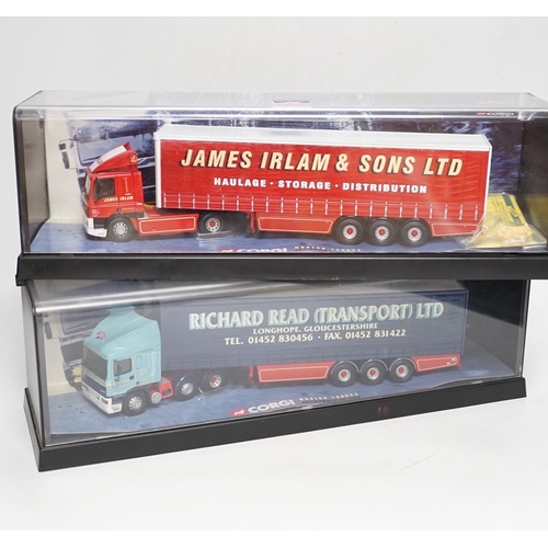 1272 - Four boxed Corgi and Universal Hobbies 1:50 scale articulated trucks; a Leyland DAF lorry (75401), a... 