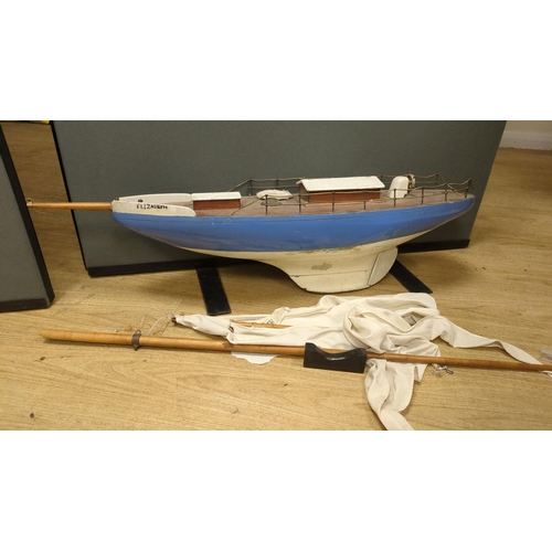 1296 - Two large over-painted pond yachts, largest 91cms