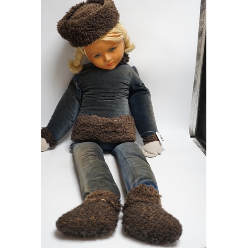 1313 - A large Dean's Ragbook cloth doll, circa 1937, Sonja Henie. Some slight rubbing on face, one arm loo... 