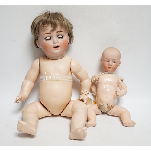 1314 - A Schutzmeister & Quendt bisque character doll, German, circa 1920 impressed 201, entwined SQ 6, wit... 