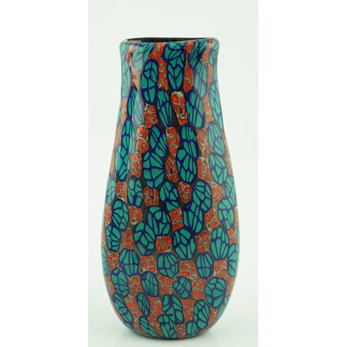 1354 - ** ** Vittorio Ferro (1932-2012) A Murano glass Murrine vase, the flattened oval baluster body, with... 