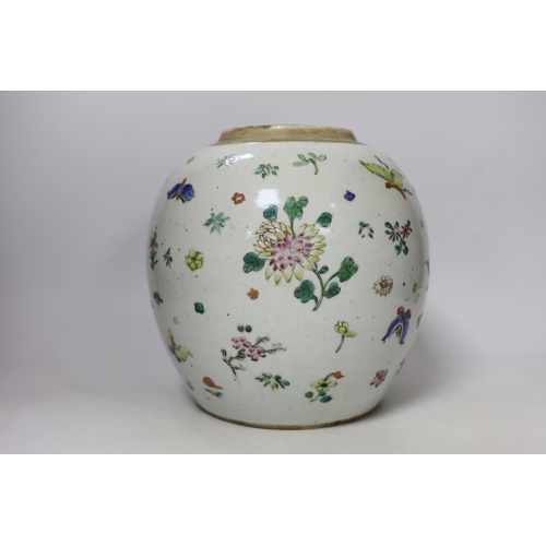 1356 - A Chinese famille rose ovoid jar, 18th century, 22cm