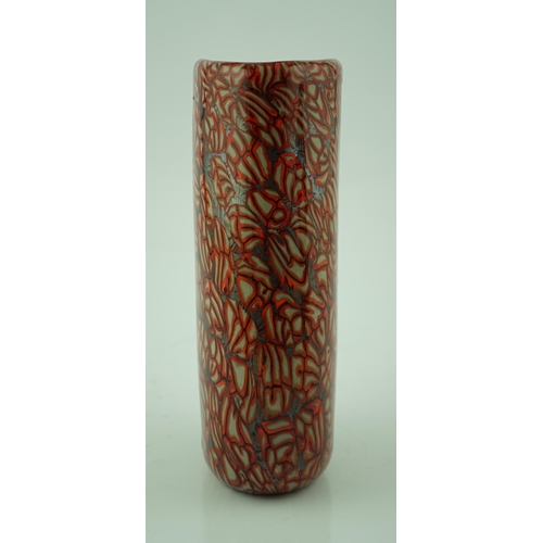 1366 - ** ** Vittorio Ferro (1932-2012 A Murano glass Murrine vase, cup shaped decorated with red and white... 