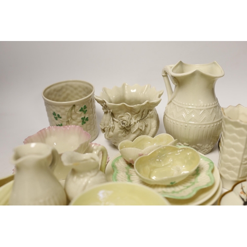 1386 - A quantity of Belleek porcelain tea and decorative wares, 1st period and later