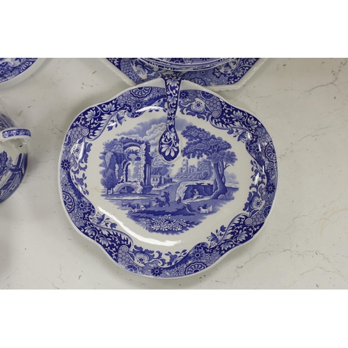 1394 - A Spode Italian part breakfast set to include jam and honey pots and covers mugs dishes etc