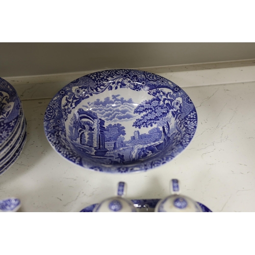 1394 - A Spode Italian part breakfast set to include jam and honey pots and covers mugs dishes etc