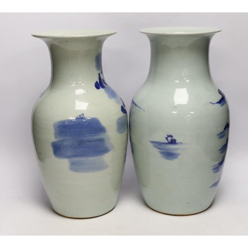 1400 - Two 19th century Chinese blue and white vases, 34cm high