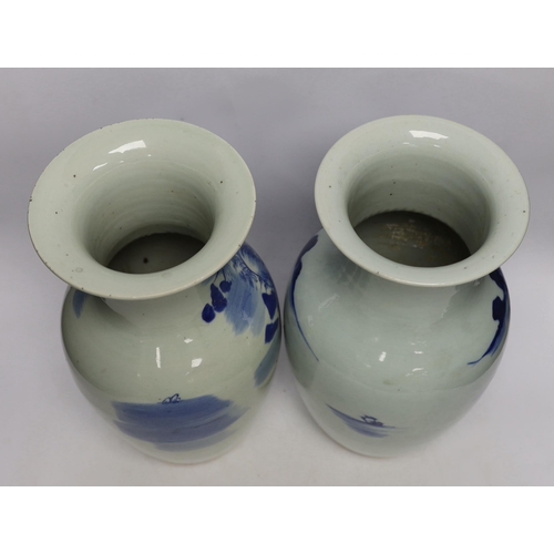 1400 - Two 19th century Chinese blue and white vases, 34cm high