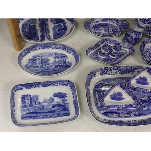 1402 - A collection of Spode Italian blue and white various sized serving dishes, cruets etc