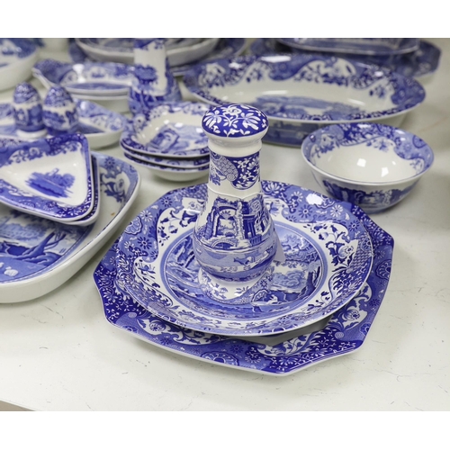 1402 - A collection of Spode Italian blue and white various sized serving dishes, cruets etc