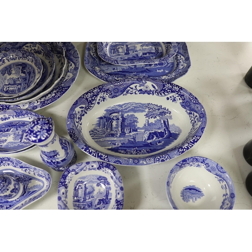 1402 - A collection of Spode Italian blue and white various sized serving dishes, cruets etc