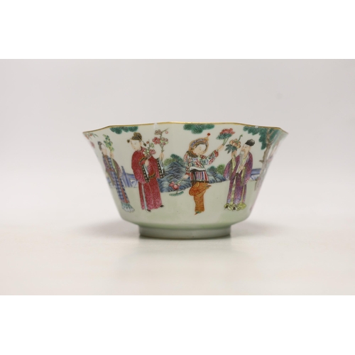 1405 - A Chinese famille rose bowl, Daoguang seal mark and of the period (1821-50), painted with famous his... 