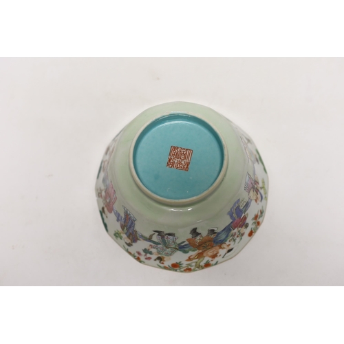 1405 - A Chinese famille rose bowl, Daoguang seal mark and of the period (1821-50), painted with famous his... 