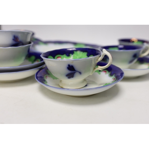 1410 - A mid 19th century Gaudy style Welsh part teaset,