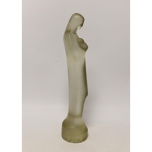 1440 - A Leerdam glass figure of Madonna and child, 36cm high