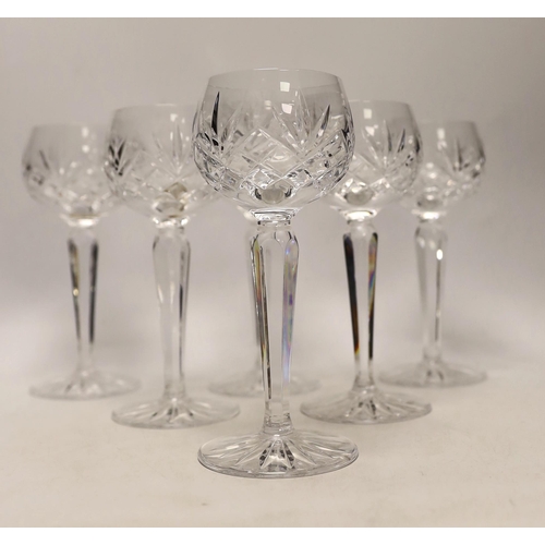 1448 - Six cut glass drinking glasses, 18cm high