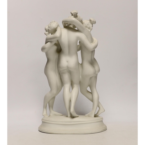 1454 - After Canova , a bisque figure group of The Three Graces, 30cm