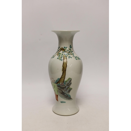 1459 - A Chinese famille rose baluster jar, 23cm high