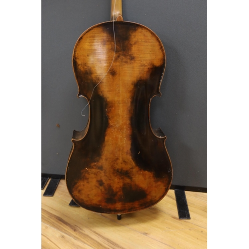 1475 - A full size cello labelled Adolf Stowaller, cased, 132cm high