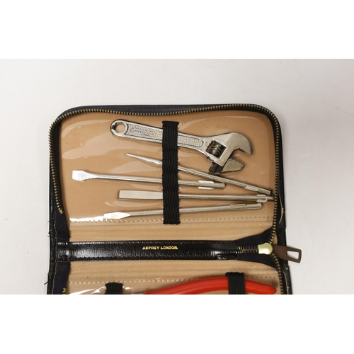 1484 - An Asprey case with associated tool set, case 17cm wide