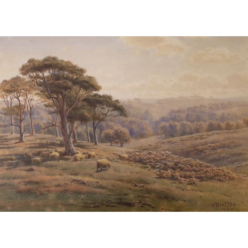 1718 - Henry Birtles (1838-1907), pair of watercolours, Deer and sheep at dusk, each signed and dated 1904,... 