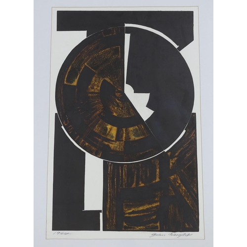 1721 - John Wright RE, ARCA (1927-2001) two colour prints, one with collage, abstract compositions, each si... 