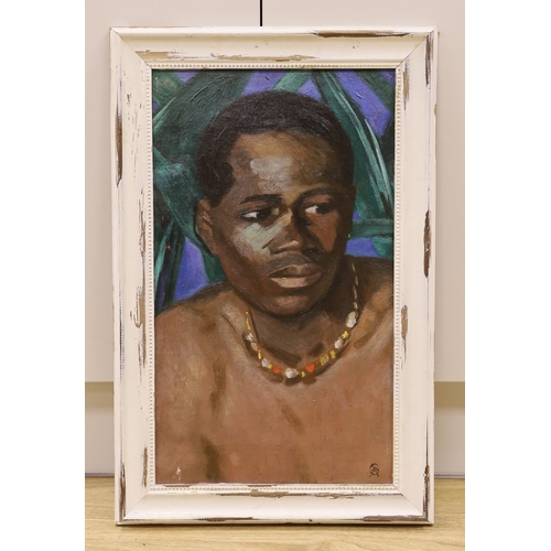 1723 - Oil on board, Portrait of an African gentleman, bears monogram, 50 x 29cm