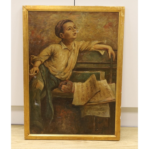 1730 - Oil on canvas, Portrait of a boy smoking, 70 x 48cm