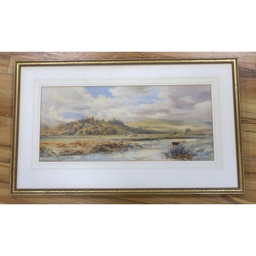 1732 - E. Jennings, watercolour, Bramber Castle, Sussex, signed with monogram, 26 x 60cm